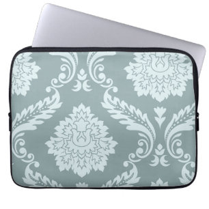 Rococo Damask Art I Duck Egg Blue+Teal Laptop Sleeve