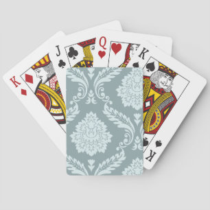 Rococo Damask Art I Duck Egg Blue+Teal Playing Cards