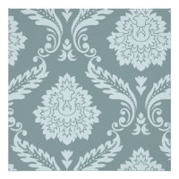 Rococo Damask Art I Duck Egg Blue+Teal