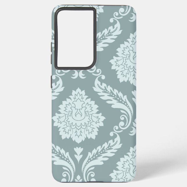 Rococo Damask Art I Duck Egg Blue+Teal Samsung Galaxy S21+ Case (Back)