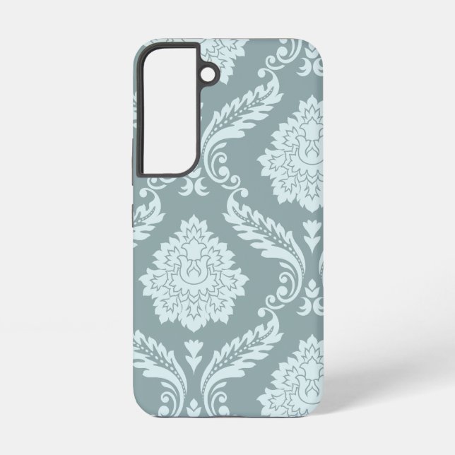 Rococo Damask Art I Duck Egg Blue+Teal Samsung Galaxy S22 Case (Back)
