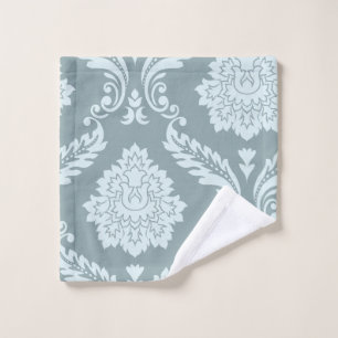 Rococo Damask Art I Duck Egg Blue+Teal Wash Cloth