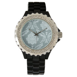 Rococo Damask Art I Duck Egg Blue+Teal Watch
