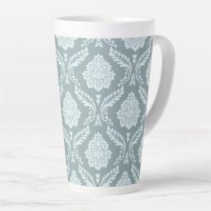 Rococo Damask Big Pattern Duck Egg Blue+Teal Latte Mug