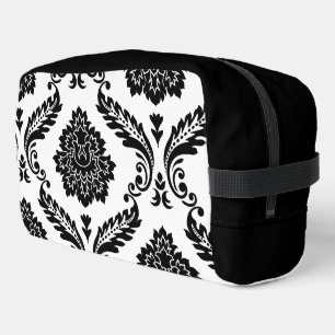 Rococo Damask Lg Off-Set Pattern Black on White Dopp Kit