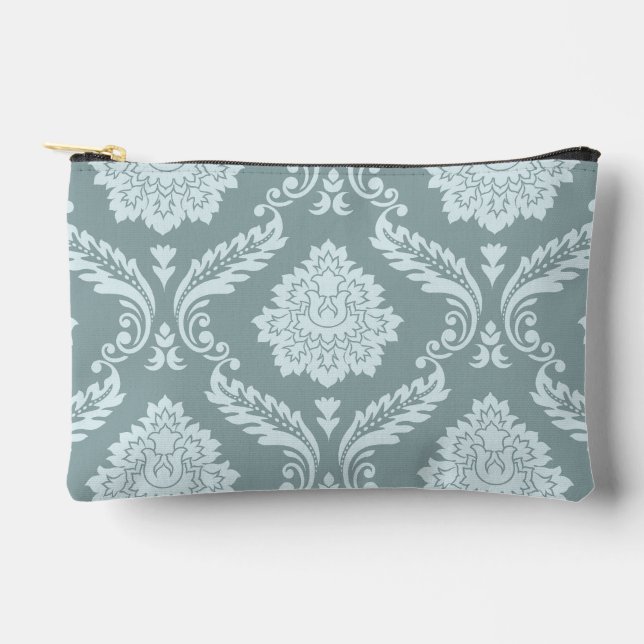 Rococo Damask Lg Pattern Duck Egg Blue+Teal Accessory Pouch (Front)