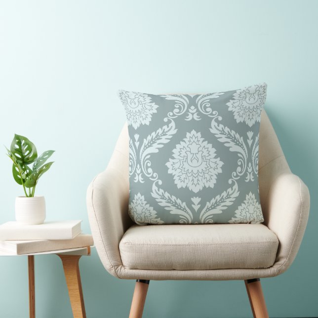 Rococo Damask Lg Pattern Duck Egg Blue+Teal Cushion (Chair)