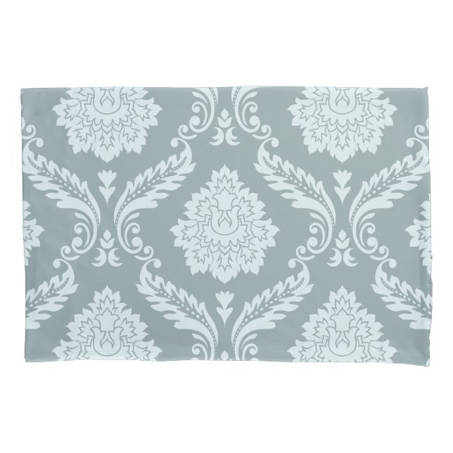 Rococo Damask Lg Pattern Duck Egg Blue+Teal Pillowcase (Front)