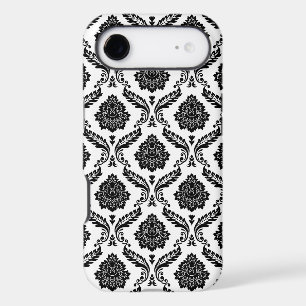 Rococo Damask Pattern Black on White