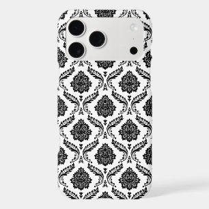 Rococo Damask Pattern Black on White
