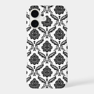 Rococo Damask Pattern Black on White