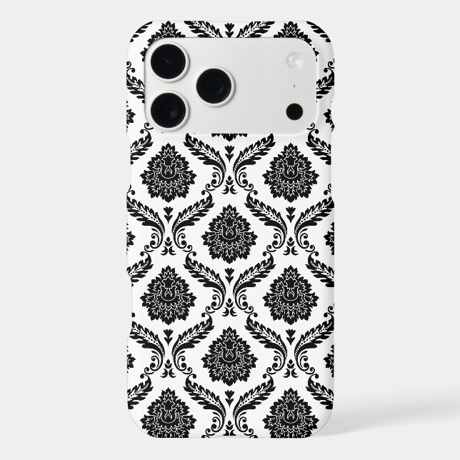 Rococo Damask Pattern Black on White (Back)