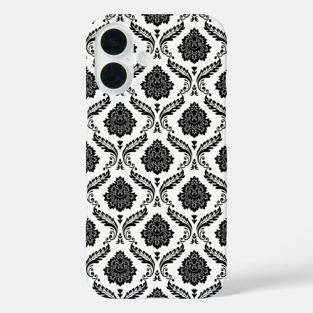 Rococo Damask Pattern Black on White Case-Mate iPhone Case (Back)