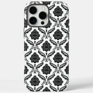 Rococo Damask Pattern Black on White iPhone 16 Pro Max Case