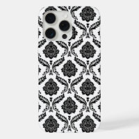Rococo Damask Pattern Black on White
