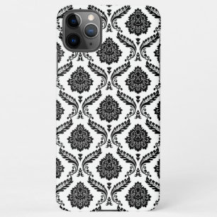 Rococo Damask Pattern Black on White iPhone 11Pro Max Case