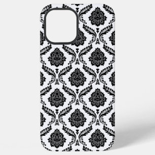 Rococo Damask Pattern Black on White iPhone 12 Pro Max Case