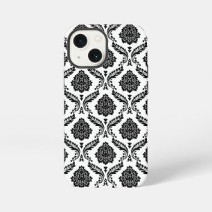 Rococo Damask Pattern Black on White iPhone 13 Mini Case