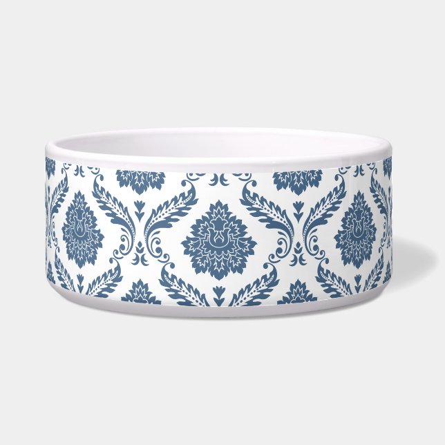 Rococo Damask Pattern Blue on White (Front)