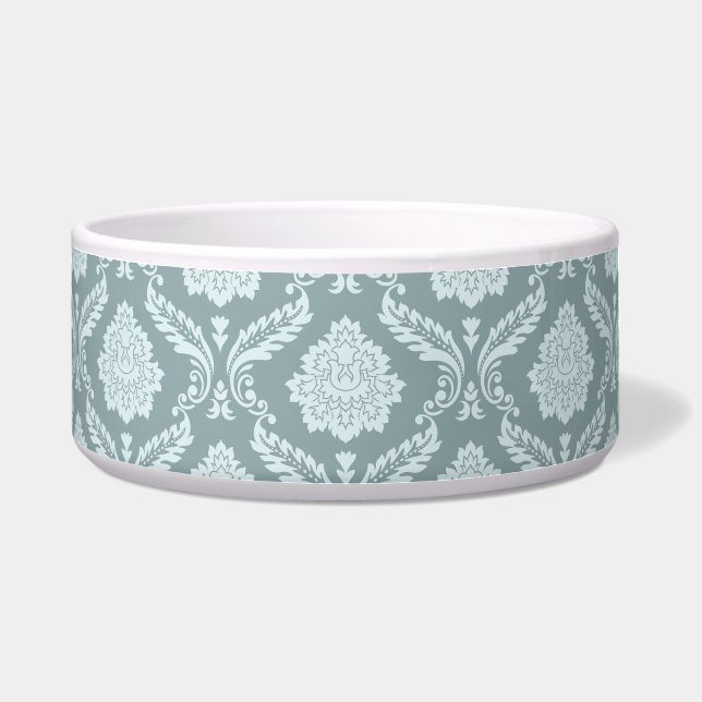 Rococo Damask Pattern Duck Egg Blue+Teal (Front)