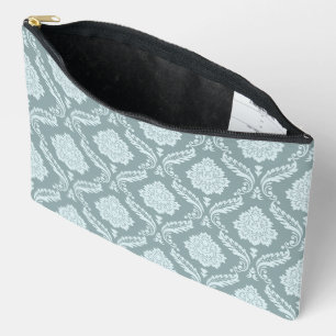 Rococo Damask Pattern Duck Egg Blue+Teal Accessory Pouch
