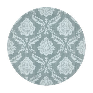 Rococo Damask Pattern Duck Egg Blue+Teal Cutting Board