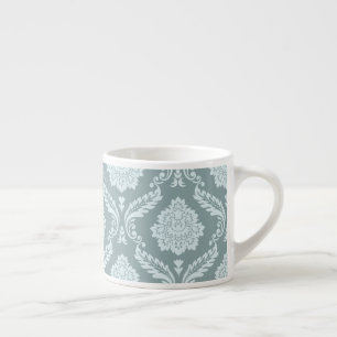 Rococo Damask Pattern Duck Egg Blue+Teal Espresso Cup