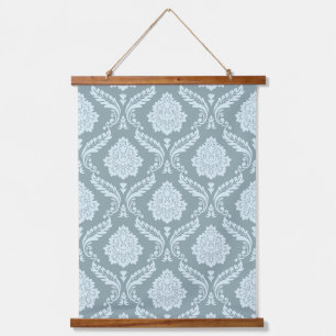 Rococo Damask Pattern Duck Egg Blue+Teal Hanging Tapestry