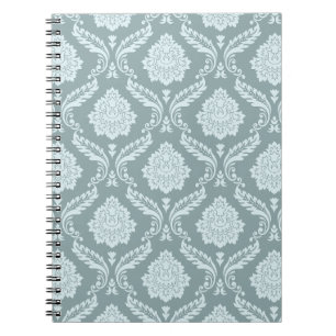 Rococo Damask Pattern Duck Egg Blue+Teal Notebook