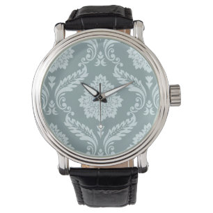 Rococo Damask Pattern Duck Egg Blue+Teal Watch