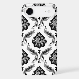 Rococo Damask Pattern Grey Black White