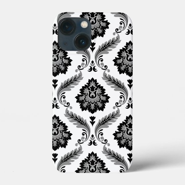 Rococo Damask Pattern Grey Black White Case-Mate iPhone Case (Back)