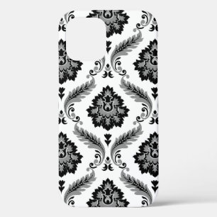 Rococo Damask Pattern Grey Black White iPhone 12 Pro Case