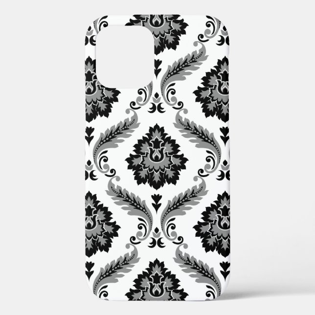 Rococo Damask Pattern Grey Black White Case-Mate iPhone Case (Back)