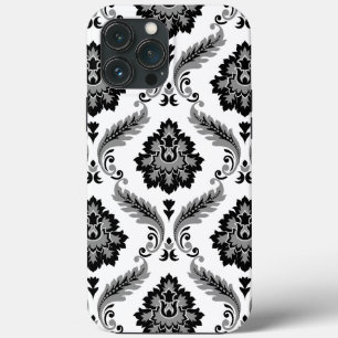 Rococo Damask Pattern Grey Black White iPhone 13 Pro Max Case