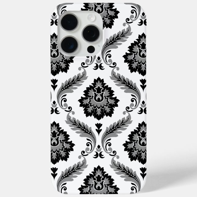 Rococo Damask Pattern Grey Black White Case-Mate iPhone Case (Back)