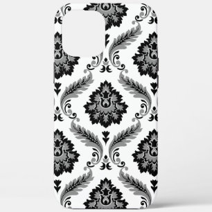 Rococo Damask Pattern Grey Black White iPhone 12 Pro Max Case