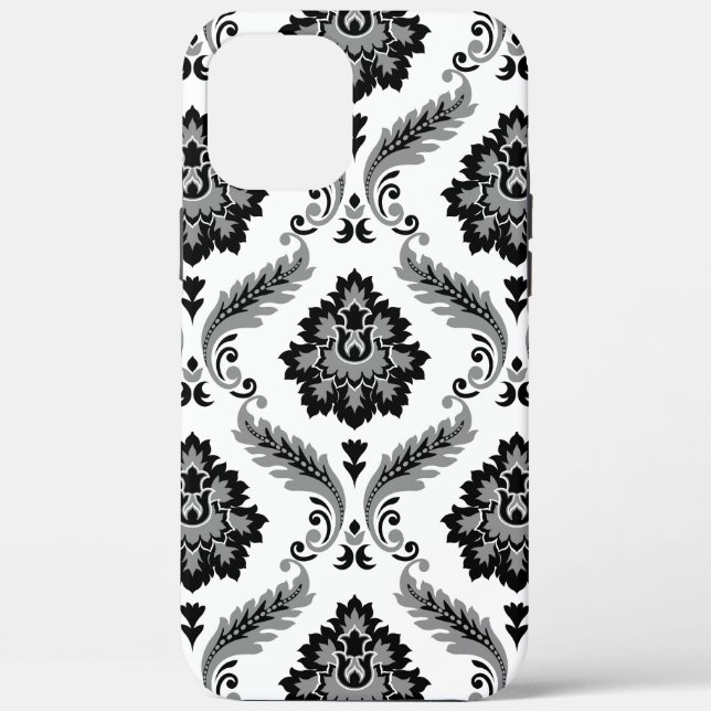 Rococo Damask Pattern Grey Black White Case-Mate iPhone Case (Back)