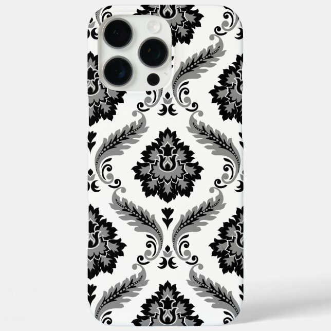 Rococo Damask Pattern Grey Black White Case-Mate iPhone Case (Back)
