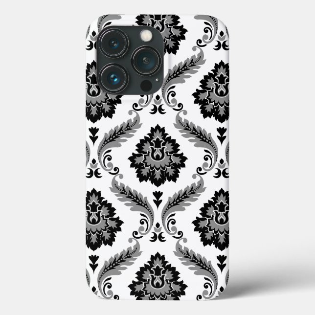 Rococo Damask Pattern Grey Black White Case-Mate iPhone Case (Back)