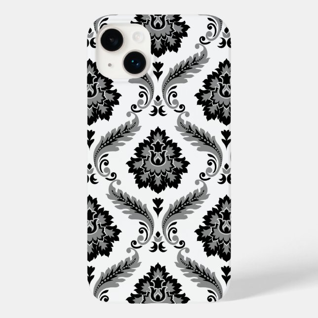 Rococo Damask Pattern Grey Black White Case-Mate iPhone Case (Back)