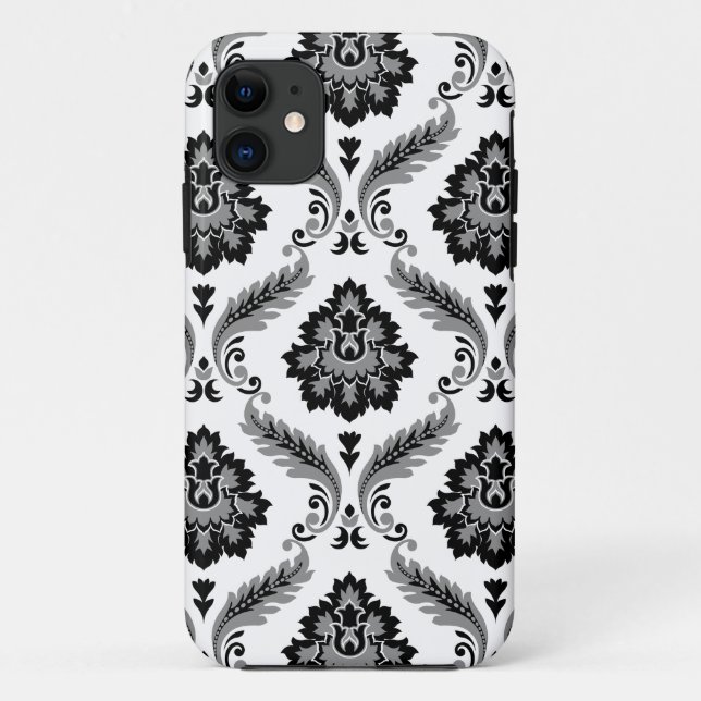 Rococo Damask Pattern Grey Black White Case-Mate iPhone Case (Back)