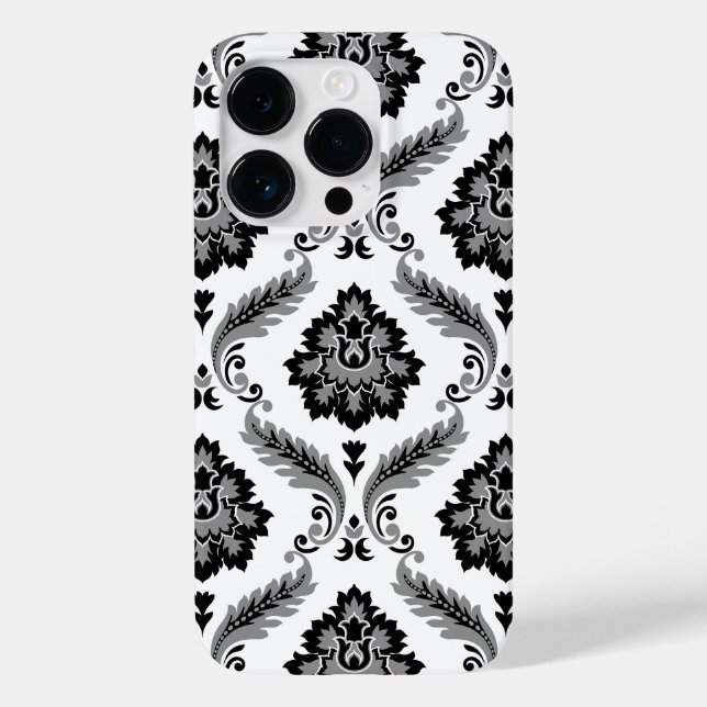 Rococo Damask Pattern Grey Black White Case-Mate iPhone Case (Back)