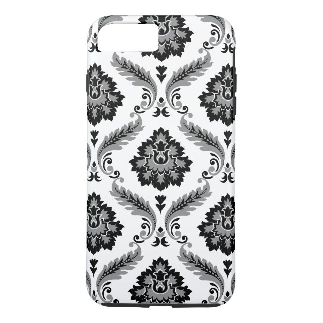 Rococo Damask Pattern Grey Black White Case-Mate iPhone Case (Back)
