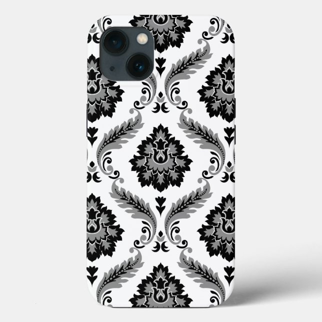 Rococo Damask Pattern Grey Black White Case-Mate iPhone Case (Back)