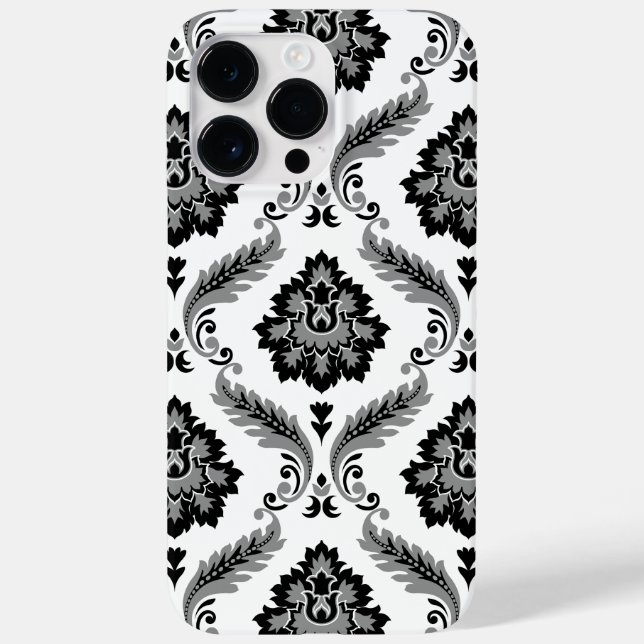 Rococo Damask Pattern Grey Black White Case-Mate iPhone Case (Back)