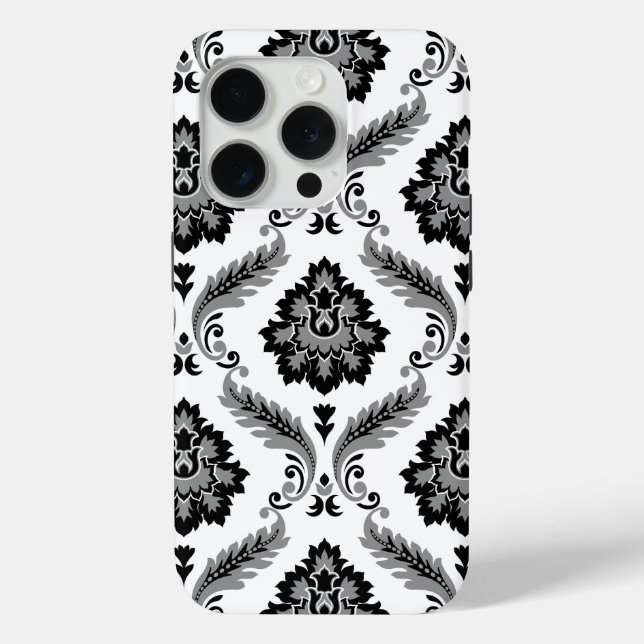 Rococo Damask Pattern Grey Black White Case-Mate iPhone Case (Back)