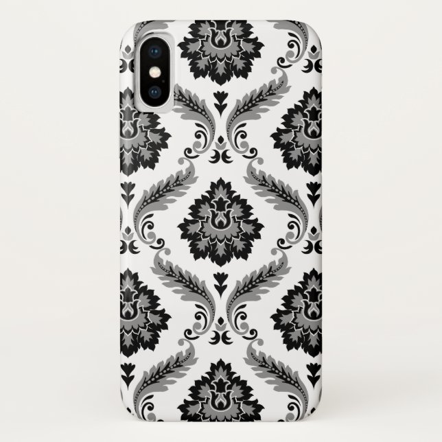Rococo Damask Pattern Grey Black White Case-Mate iPhone Case (Back)