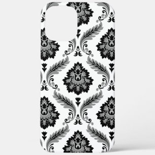 Rococo Damask Pattern Grey Black White iPhone 12 Pro Max Case