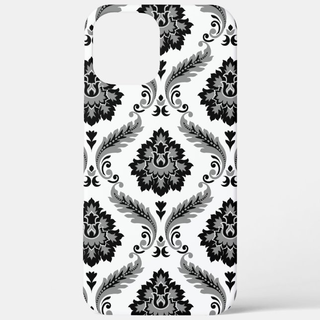 Rococo Damask Pattern Grey Black White Case-Mate iPhone Case (Back)